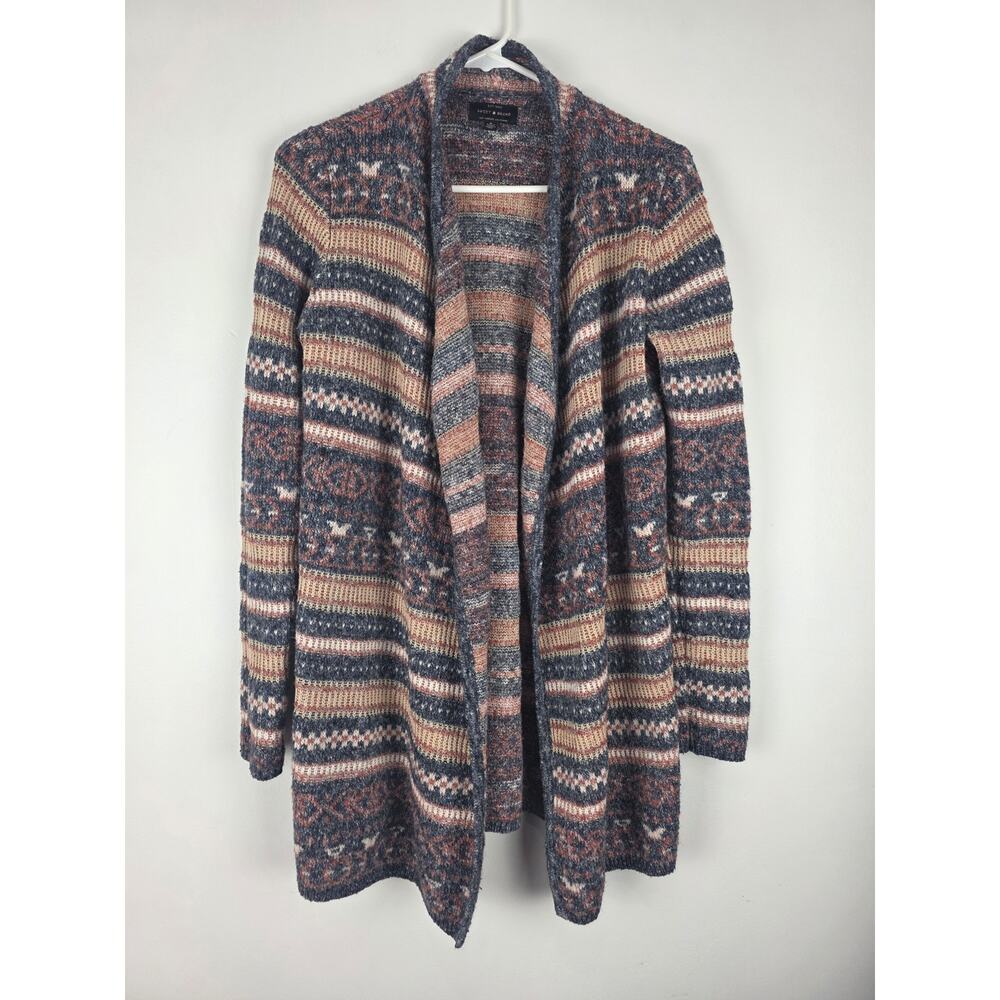 Lucky Brand Cardigan Sweater‎ M Womens Open Front Boho Festival Warm Multicolor